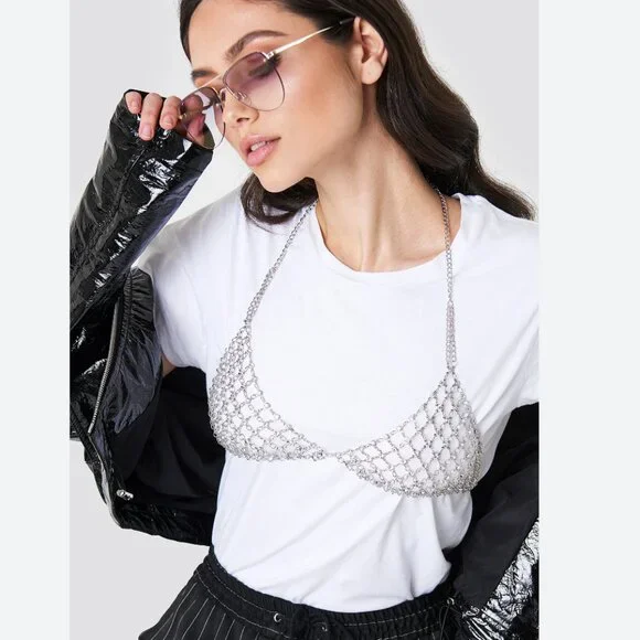 NWT Natasha Couture Rhinestone Bralette Adjustable Size - Picture 4 of 14